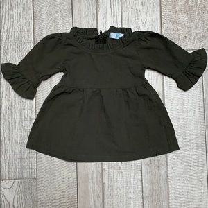 Baby girl’s forest green long sleeve dress